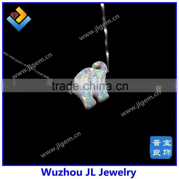 Synthetic White Elephant Opal Gemstone S925 Silver Box Chain Necklace Jewelry photo-5