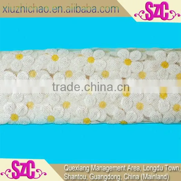 C012 Factory Product Classical White Sequins Tulle Lace Fabric Wedding Dress