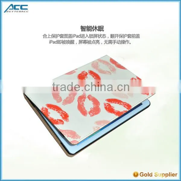 2014 Hot Selling, Wholesale Customized PU Flip Tablet Case With Printing Color for IPad 6 photo-5