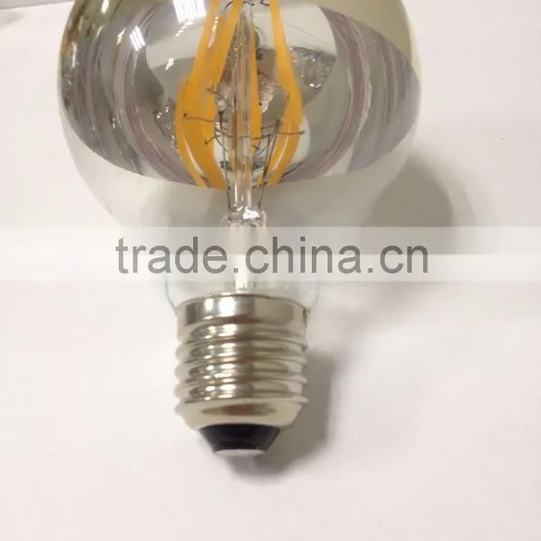 G80/G95/G125 Led Filament Bulb Globe Light Half Chrome/mirror Glass 6 Watt 8w Dimmer E27/E26/B22 photo-2