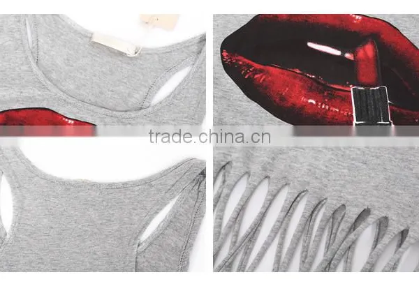 Big Mouth Printed Lady Blouse & Top Wholesale Tank Top Women photo-6