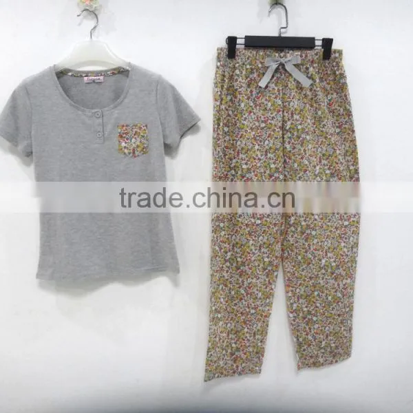 Summer Personality Round Collar Floral Draw String Pant Pajamas Women photo-2