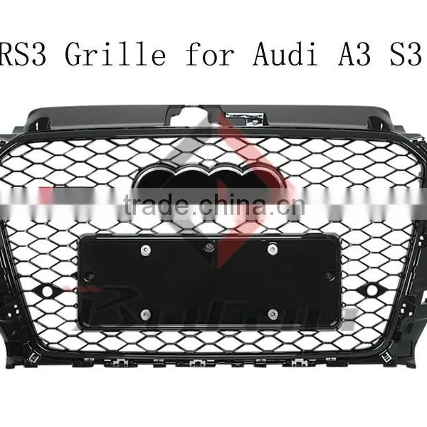 13+ ABS Chromed Black Mesh A3 Front Bumper RS3 Grill for Audi S3
