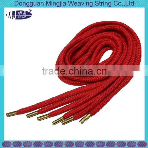 Piece Dye Quality Custom Color 5mm Round Cotton Cord With Metal Aglets