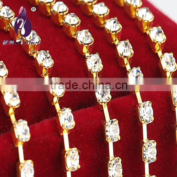 Ss22 Gold Single Row Rhinestone Cup Chain for Garment Decoration Bags Nail Art Quality Choice photo-5