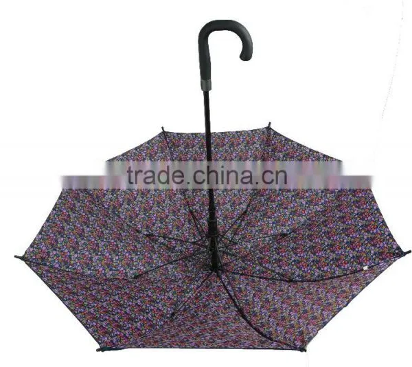 Factory Wholesale Double Layer Inside Full Printed Straight Umbrella photo-2
