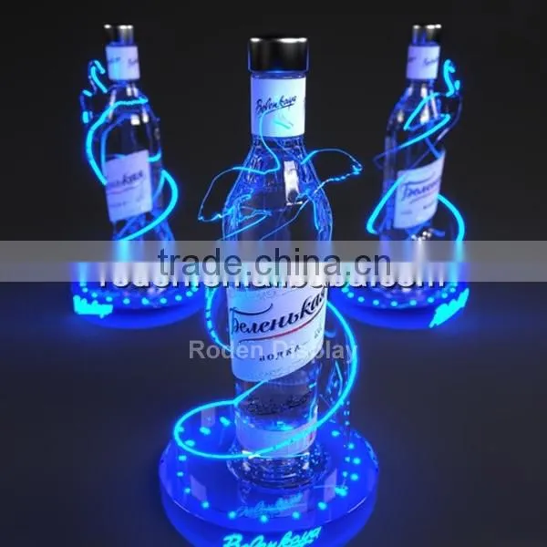 Led Acrylic Wine Glass Holder With Blue Accents