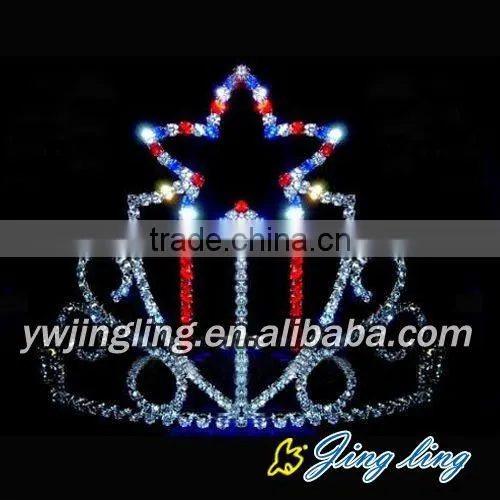 Colorful Large Tiara Sapphire Star Pageant Crowns