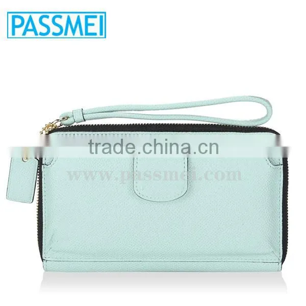 2016 Fahsion Custom Embossed Handmade Luxury Women Zipped Cheap Genuine Leather Wallet Lady