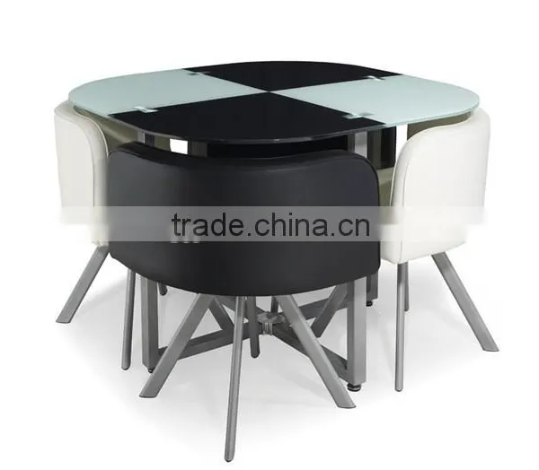 Space Saving Modern Dining Table With 4 Chairs photo-2