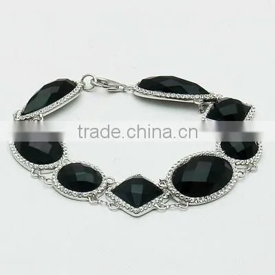 925 Sterling Silver Black Agate Bracelet Sets photo-2