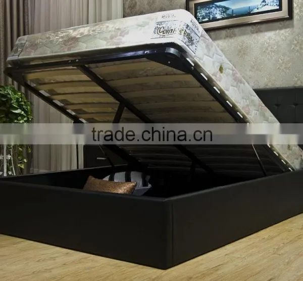 Eastern King Black Leatherette Storage Bed,Modern Leather Bed With Lift Storage MA001