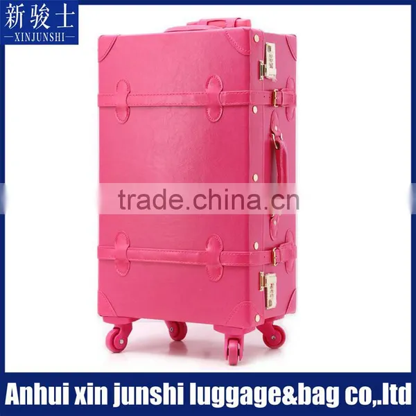 Factory Classic Vintage PU Leather Trolley Luggage Bag With Various Colour