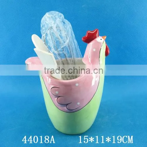 Wholesale Cock Design Ceramic Utensil Holder for Easter photo-4
