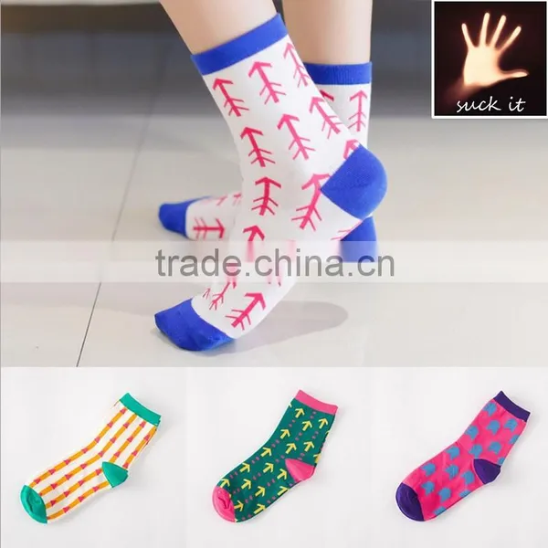 Korean Style Vertical Stripes Leisure Tide Socks Cotton Socks Arrow Pattern Special Design Funny Patterned Socks
