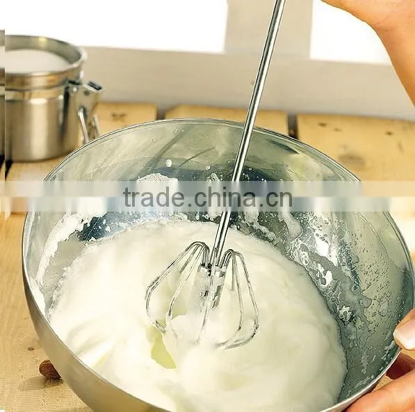 14"Stainless Steel Rotation Whisk Tool With Rubber Handle photo-5