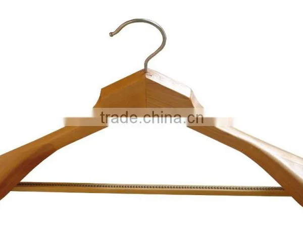 High Quality Luxury Man Style Big Shoulder Natural Wooden Customer Top Hanger With Anti Slip Bar photo-3