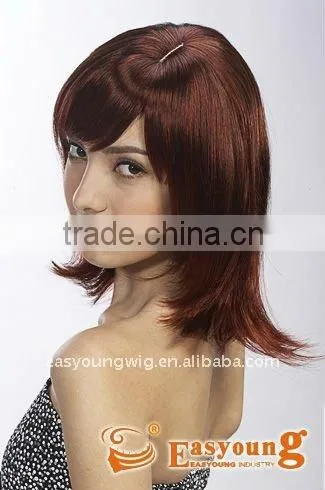 Red Straight Hair Wigs, Machine Made Skin Burgundy Hair Wigs photo-2