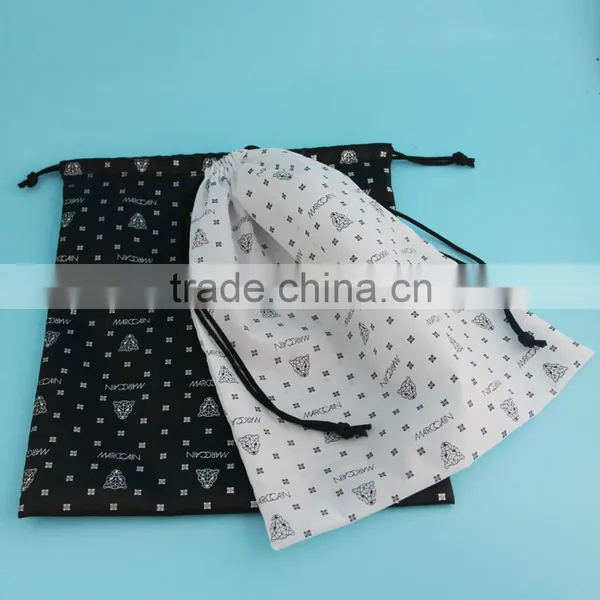 Wholesale Black and White Color Polyester Drawstring Bag With Full Printing
