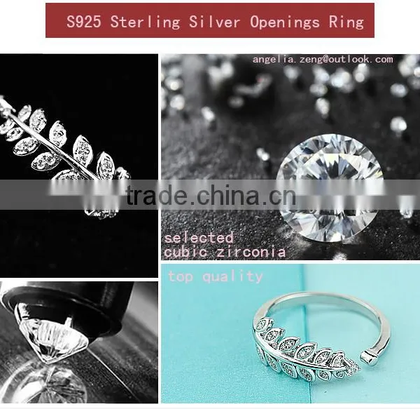 Factory Directly Wholesale 925 Sterling Silver Lucky Leaves Gemstone Rings photo-6
