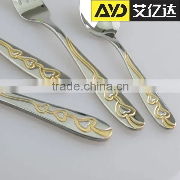 Spoon and Fork Set! Stainless Steel Gold Flatware photo-4