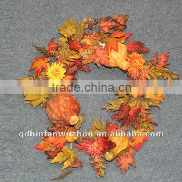 Decorative Autumn Wreath With Chrysanthemum