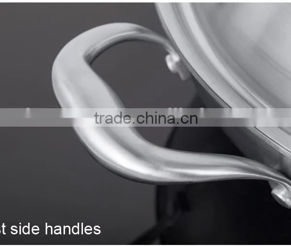 High Quality 30cm Tri-ply Stainless Steel Wok With Lid/Induction Bottom/cast Stainless Steel Handle photo-2
