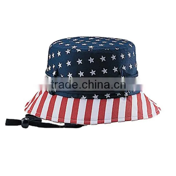 100% Cotton Custom American Flag Bucket Hat photo-5