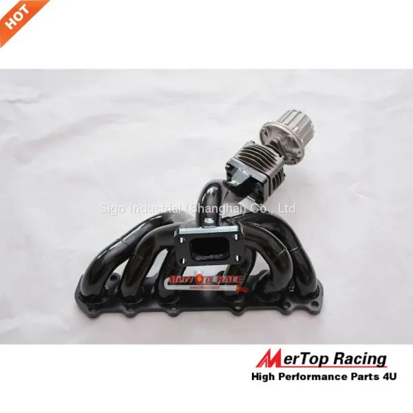 MERTOP RACE 3mm Thick Black Coated Top Mount T3 Turbo Manifold For Toyota Supra 1JZGTE 1JZ JZA70 MK3 1989-1993+50mm Wast photo-2