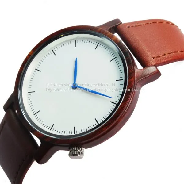 Eco-friendly Handmade Genuine Leather Bands Wooden Wrist Watch photo-2