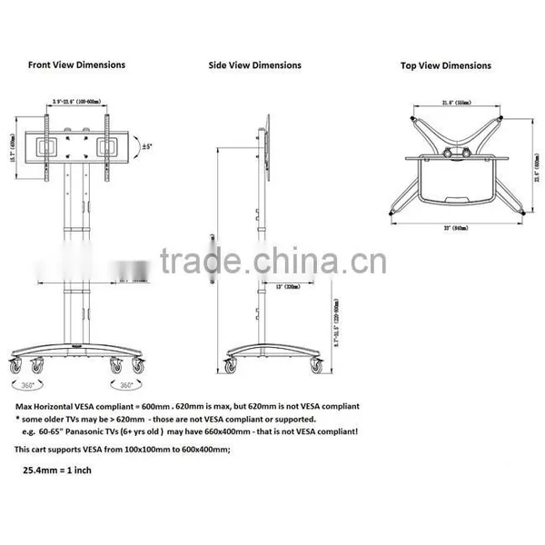 LCD LED TV Stand With Universal Mounting System Metal TV Stand With Wheels photo-6