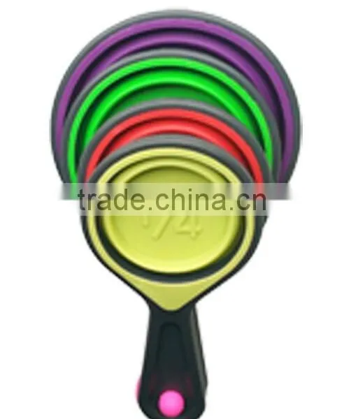 High Quality Colorful Collapsible Silicone Measuring Cups Set With Hanging Loop for Cooking photo-3