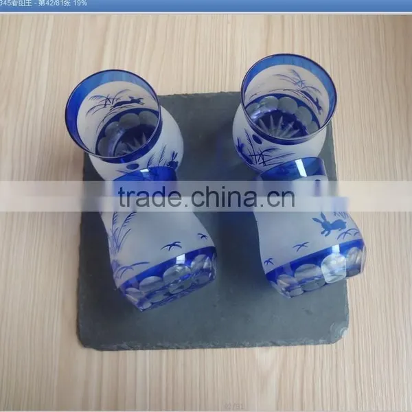 Black Slate Coaster With Hand Cut Rabbit Glass Tumbler photo-6