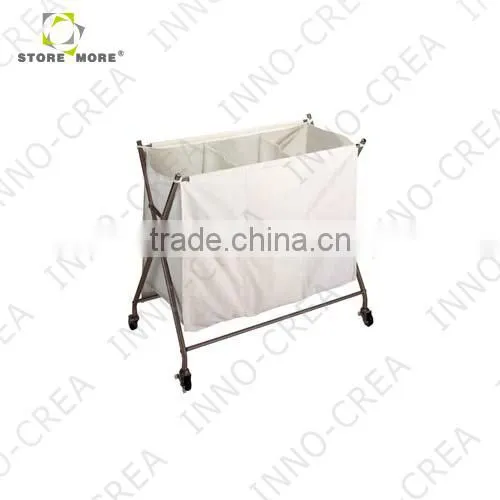 3 Bin Laundry Sorter With Rubber Wheels - Metallic Bronze photo-2