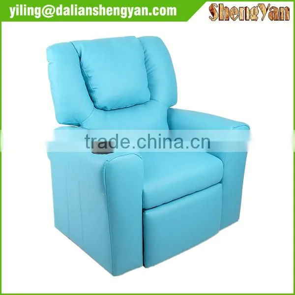 Blue Kids Padded PU Leather Recliner Chair photo-2
