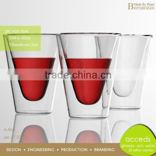 Party Drinkware Double Wall Clear Glass Mugs With Handle photo-6