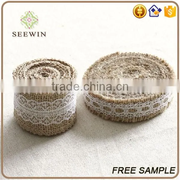 Burlap Table Runne of Wedding With Sewed Edge photo-6