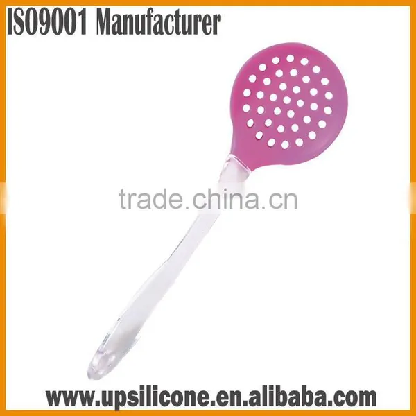 Food Grade Silicone Kitchen Cooking Skimmer With Stainless Steel Plastic Handle photo-4