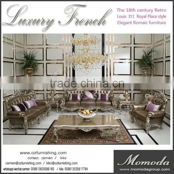 C-D1-2 Royal Luxury Fabric Couch Neoclassic Rococo Style French Solid Wood Fabric Sofa Chair Furniture photo-6