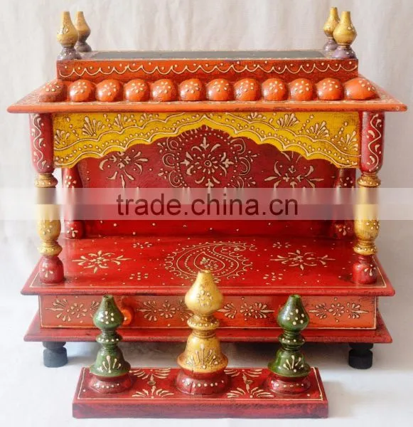 Hand Painted Wooden Temple With 2 Drawers photo-4