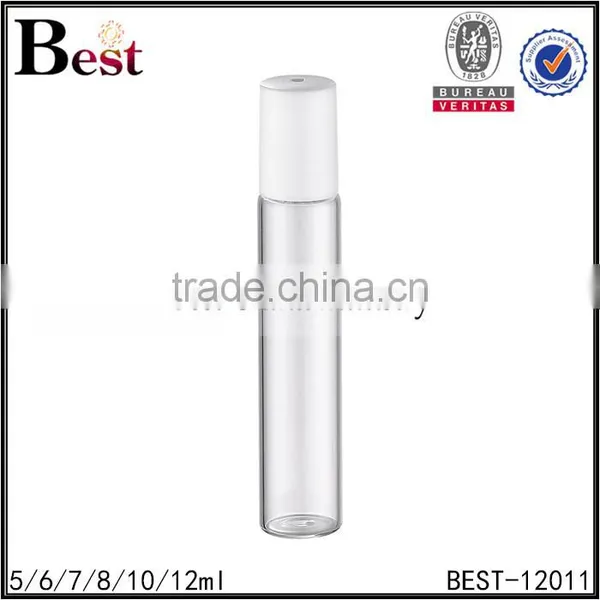 Cosmetic Fragrance Perfume Bottle Roll on 5ml 10ml 12ml Clear Stainless Steel Roller White Plastic pp Cover Bottle Perfume photo-4