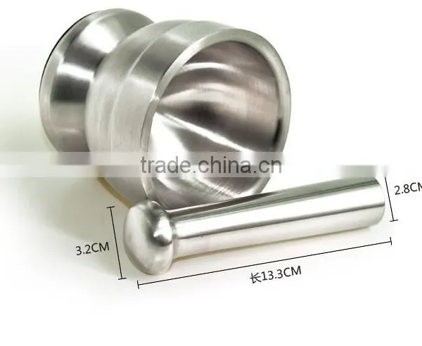 2 in 1 Manual Garlic Press Kitchen Tool Stainless Steel Spice Grinder / Mortar and Pestle Set photo-3