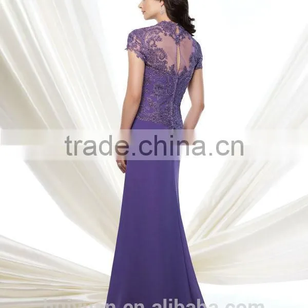 3 Colors Lace Cap Sleeve Chiffon Flowing Simple Long Dress photo-4