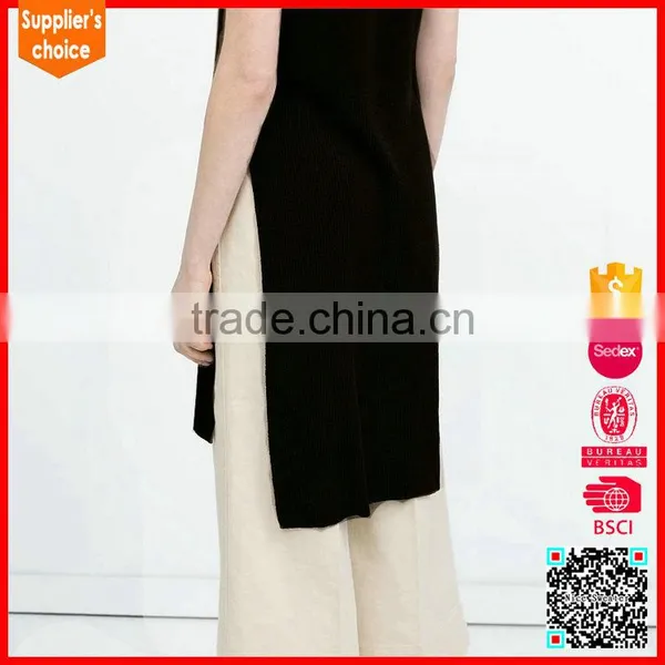 New Design Sleeveless v Neck Pullover Long Sweater Vests for Women photo-3