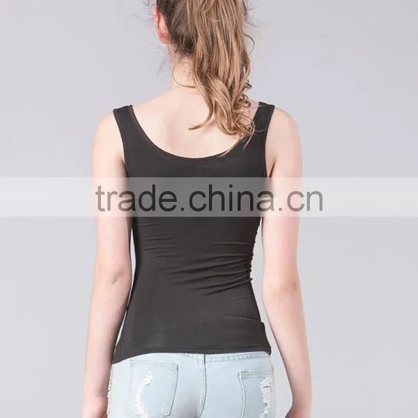 Most Popular Slim Fit Black Cotton Blank Plain Ladies Sexy Vest Wholesale photo-4