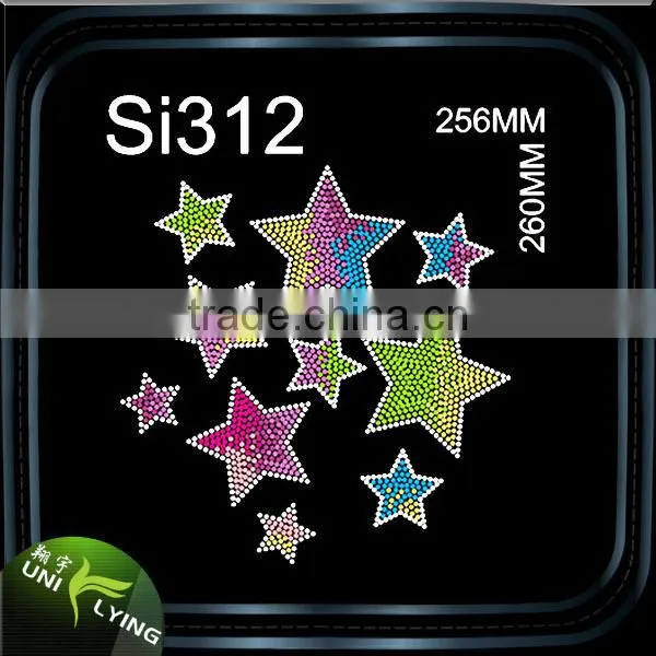 Fashion Two Smile Stars Heat Hot Fix Rhinestone Transfer Motif photo-4