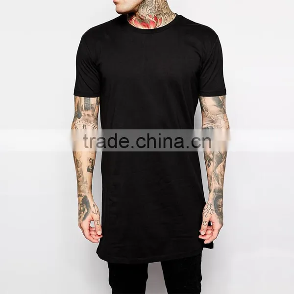 New Fashion 100% Cotton Hip Hop Men's Longline T SHIRT Short Sleeve Men T-SHIRT Tall Tshirt New Arrival Mens TOP TEE SHIRTS photo-2