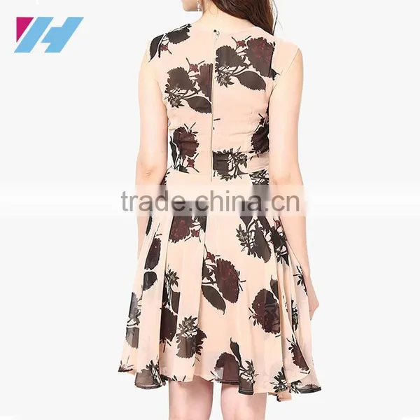 New Fashion Ladies Clothes Sleeveless Pleated Elegant Midi Skater Dress photo-3