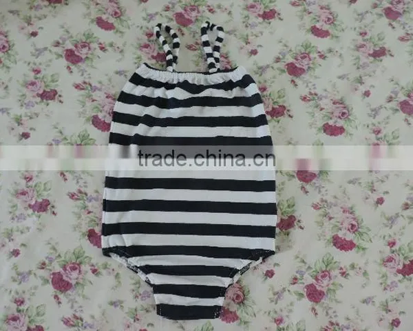 Hottest Selling Infant Custom Swimwear Black and White Stripes Gallus Cotton Backless Swimwear Fresh Swimwear Top Popular Summer photo-2