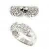 Custom Classy Cover Sterling Silver Engagement and Wedding Ring Sets With Multiple cz Stones